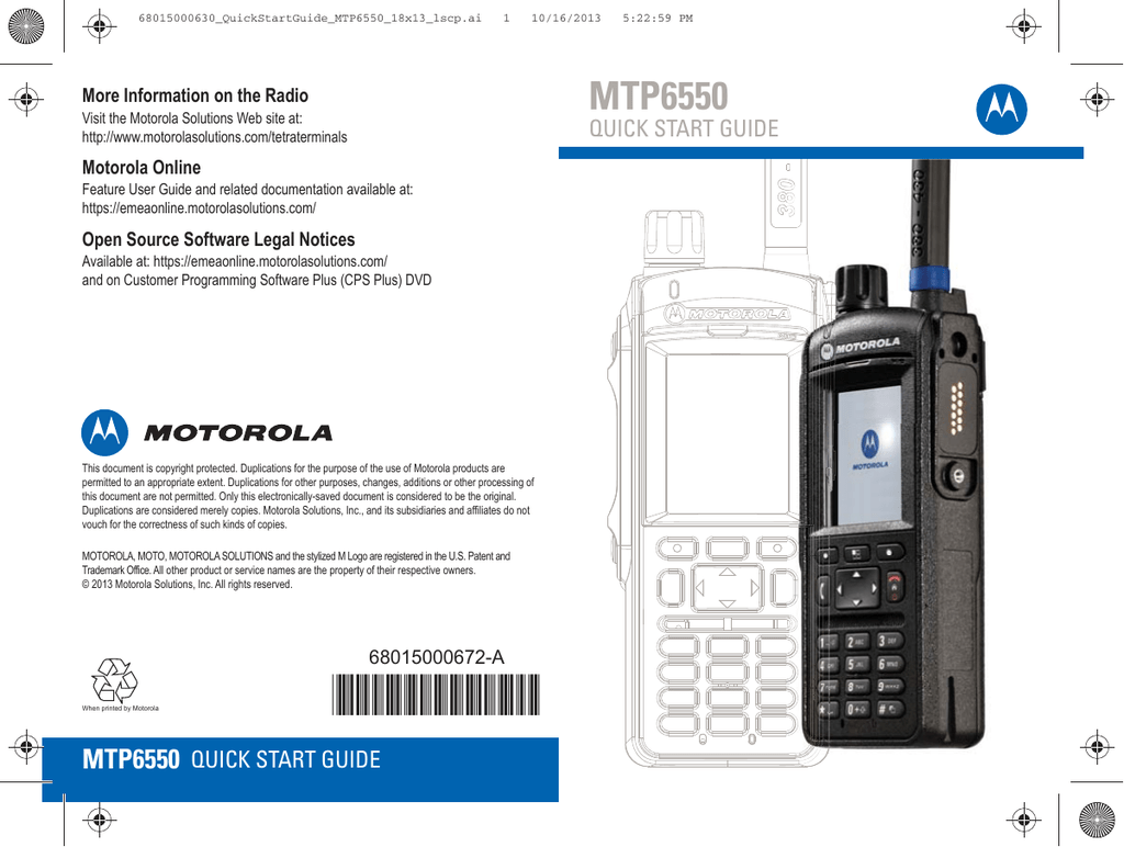 MTP6550 Quick Start Guide cover
